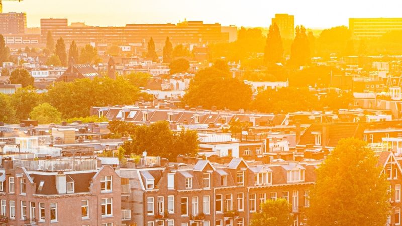A photo of Amsterdam. It looks very sunny because of the orange colours.