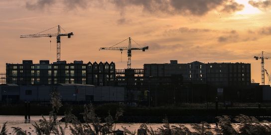 A photo of a construction site in Amsterdam.