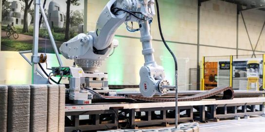 A photo of the 3D concrete printer.