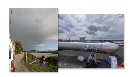 Two photos of odour measurements outside.