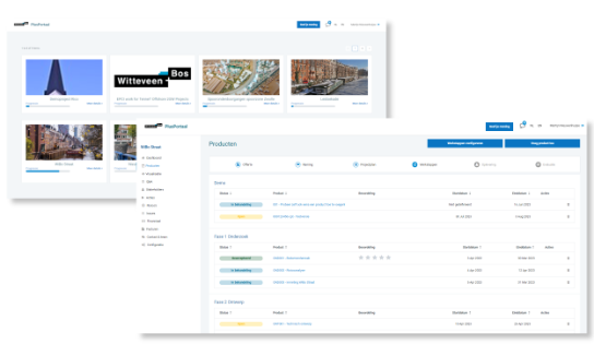 A collage of 2 screenshots of the Customer Portal.