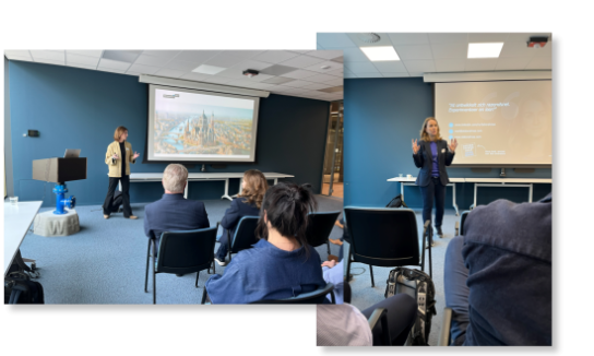 Two photos of the presentation during the knowledge session.