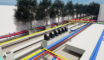 A photo of the visualisations of the Integrated 3D Pipelane Design.