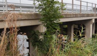 A photo of a bicycle bridge.